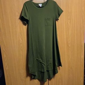 —Small Olive Green LuLaRoe Carly Dress with Pocket